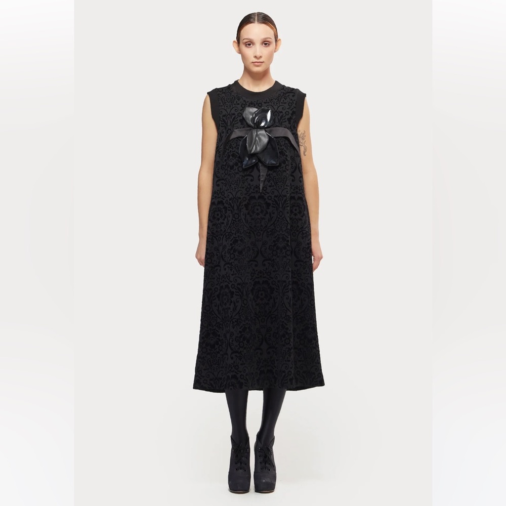 Julia Allert Midi Velvet Sleeveless Dress with Decor Black. Size XXL.